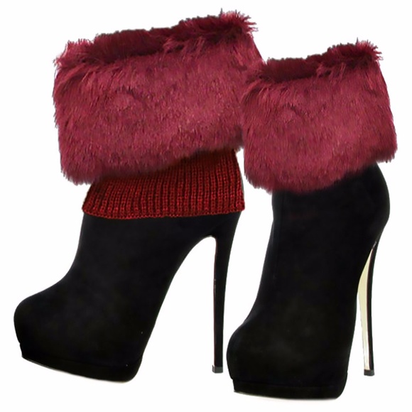 Fur Top Knit Boot Cuffs Boot Toppers - Picture 3 of 5